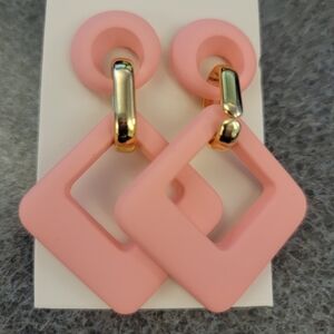 Pink and Gold Geometric Earrings